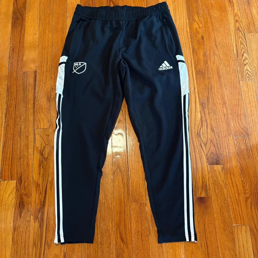 Adidas Mens Large Track Pants Black MLS Soccer Training Joggers Aeroready
